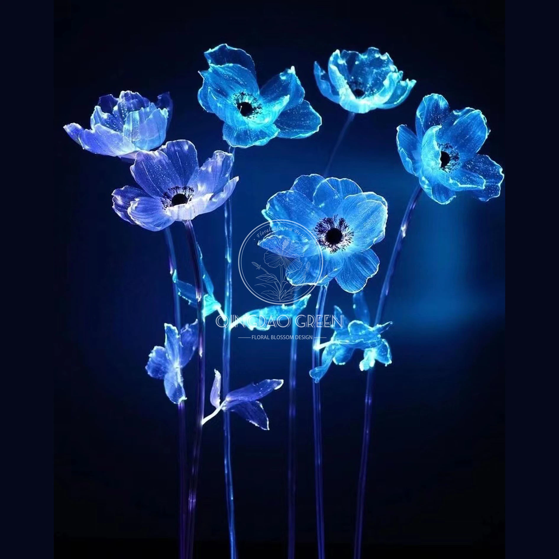Particularly Beautiful Giant Fiber Optic Flower Glowing