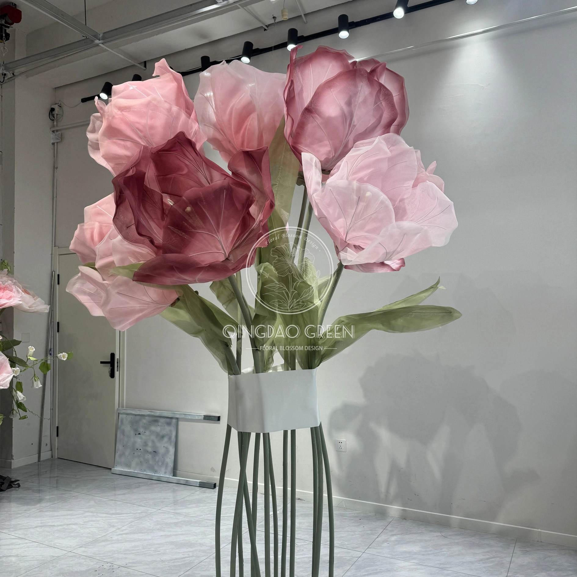 Nouveau design décoratif tuilp fleur de fleurs artificielles fleur d'organza
