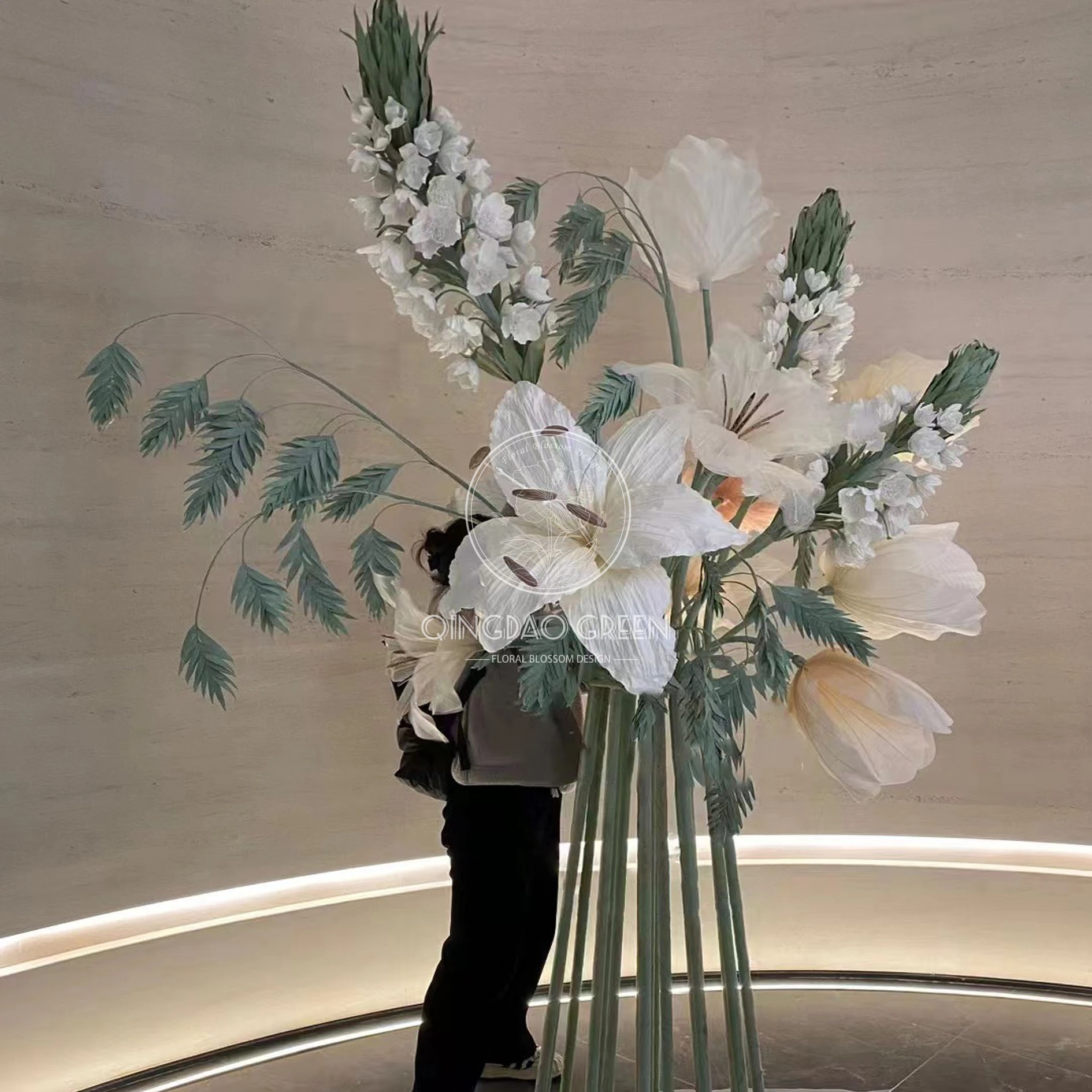 Ensemble de supports de fleurs d'organza en papier géant