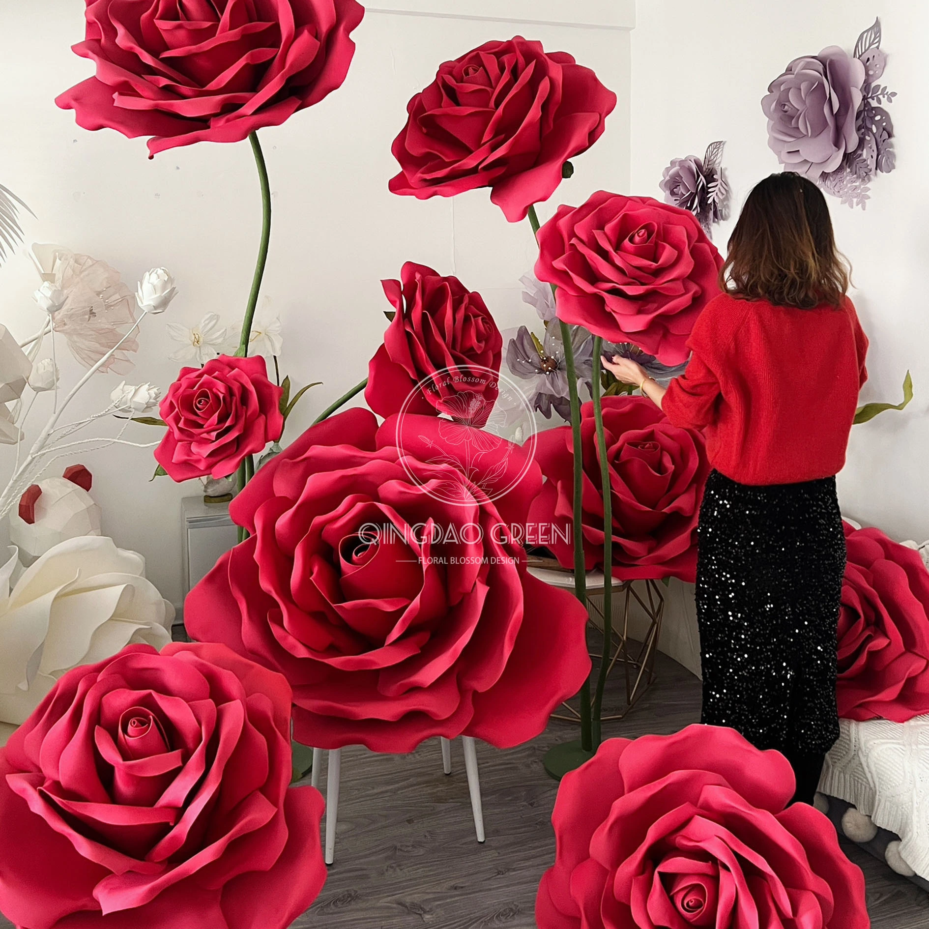 Handmade Standing Large eva Artificial Giant red Rose