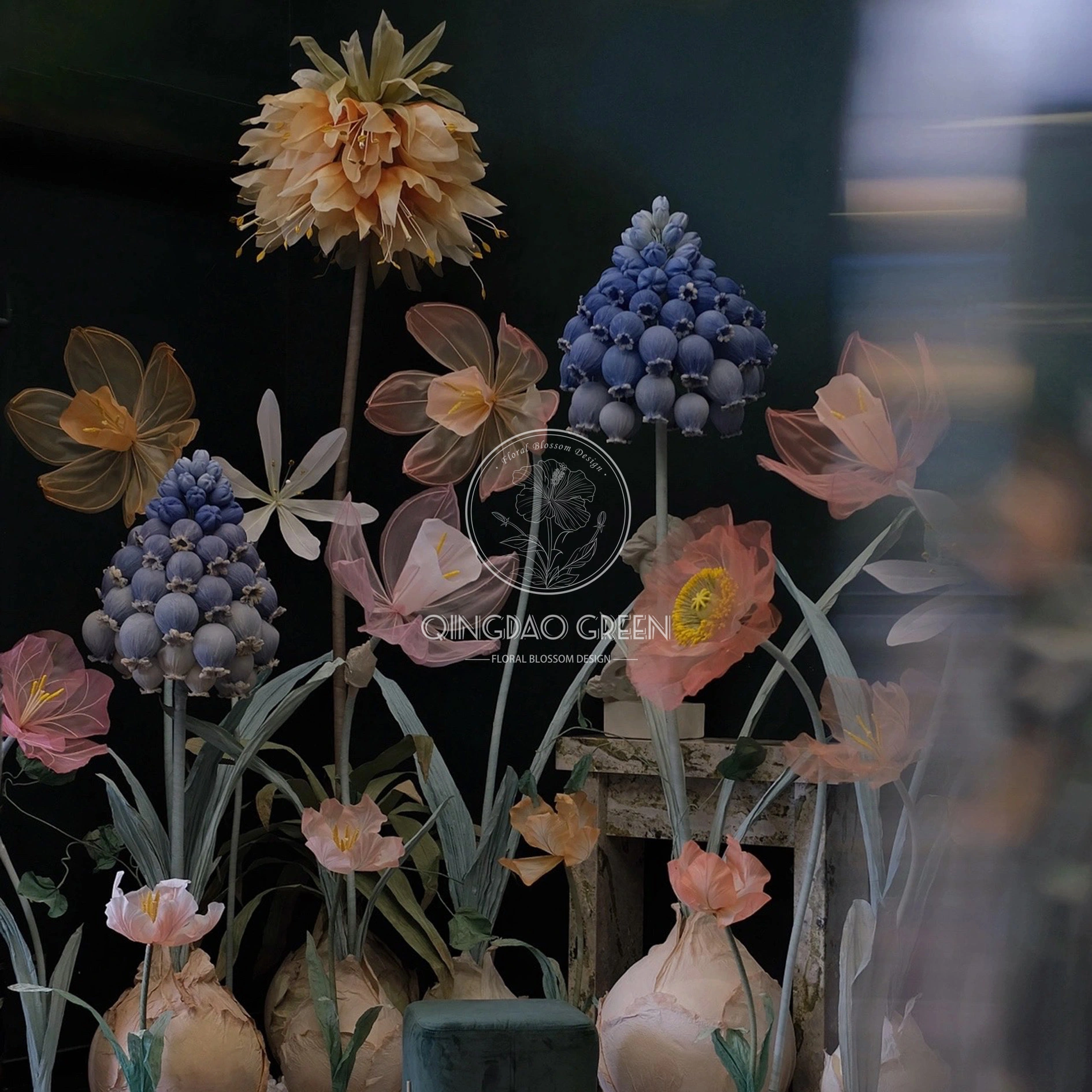 Handmade Artificial Giant Paper/silk Hyacinth Flower Set