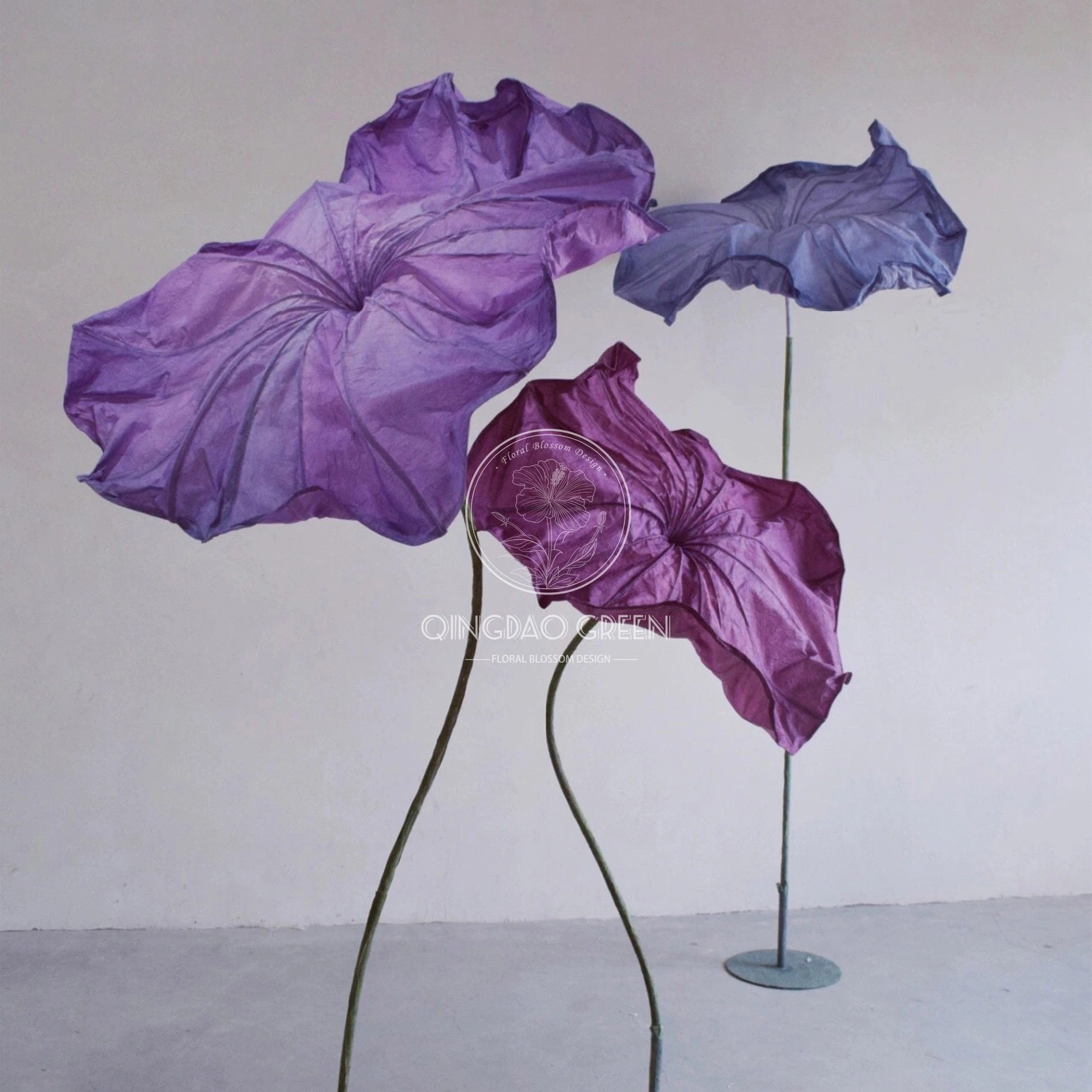 High Quality Artificial purple paper  Giant Lotus  leaf Flowers