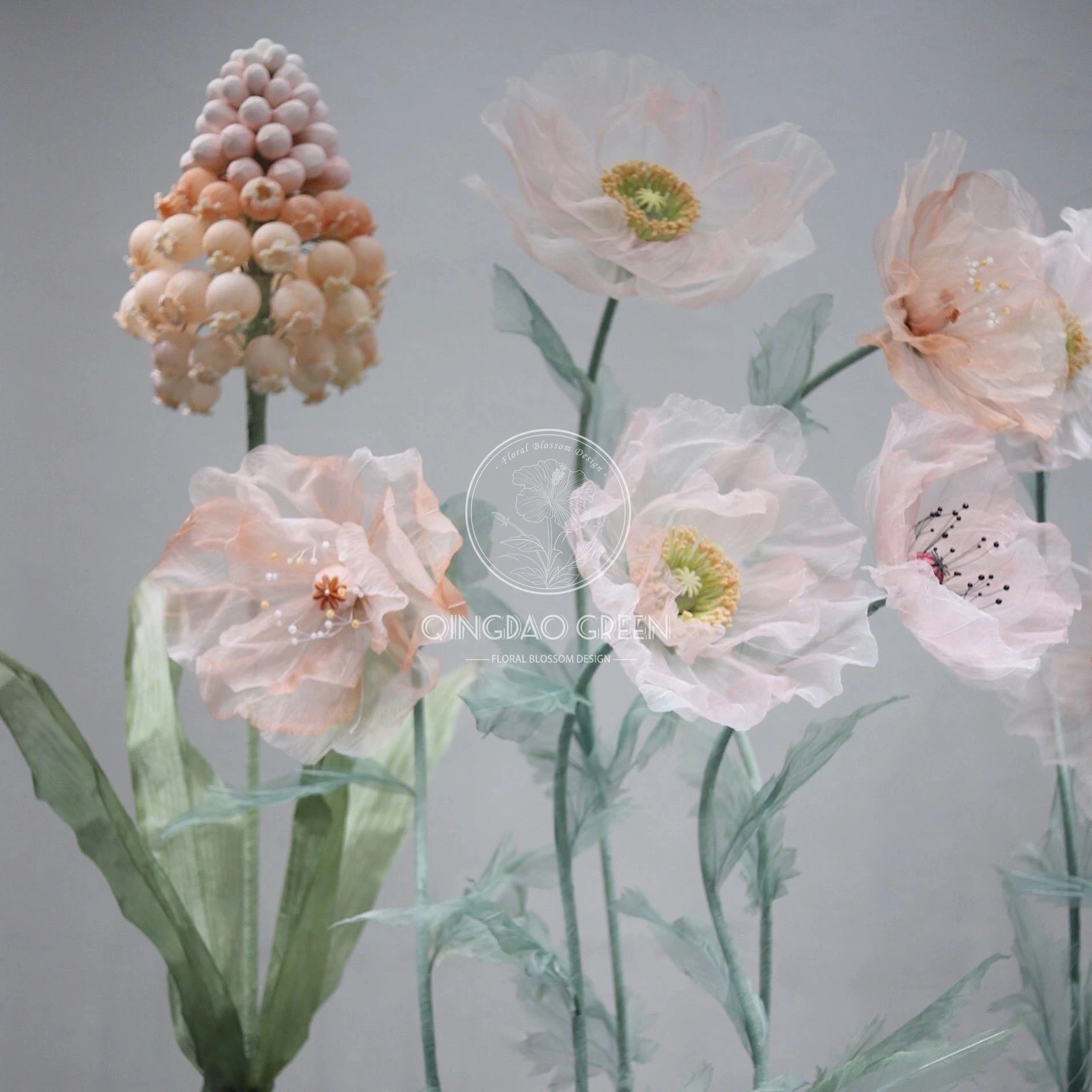 Flor de jacinto de amapola gigante decorativa hecha a mano hecha a mano