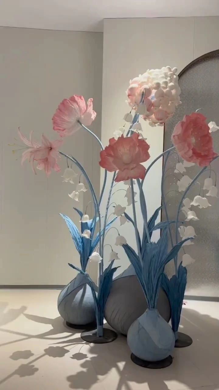Fleurs artificielles géantes en papier, vente en gros, fleurs autoportantes, décoration d&39;intérieur faite à la main, vitrine, événement 1
