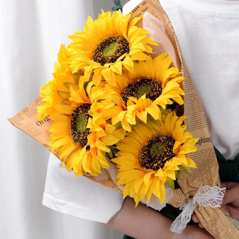 European single sunflower simulation flower home hotel living room decoration salbutquel fake flower sun flower artificial flowers 1