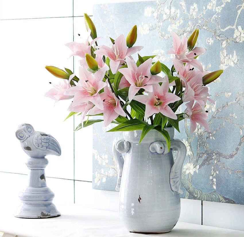 Película de alta imitación de lirio para decoración del hogar, mesa de boda, flores de hotel 1