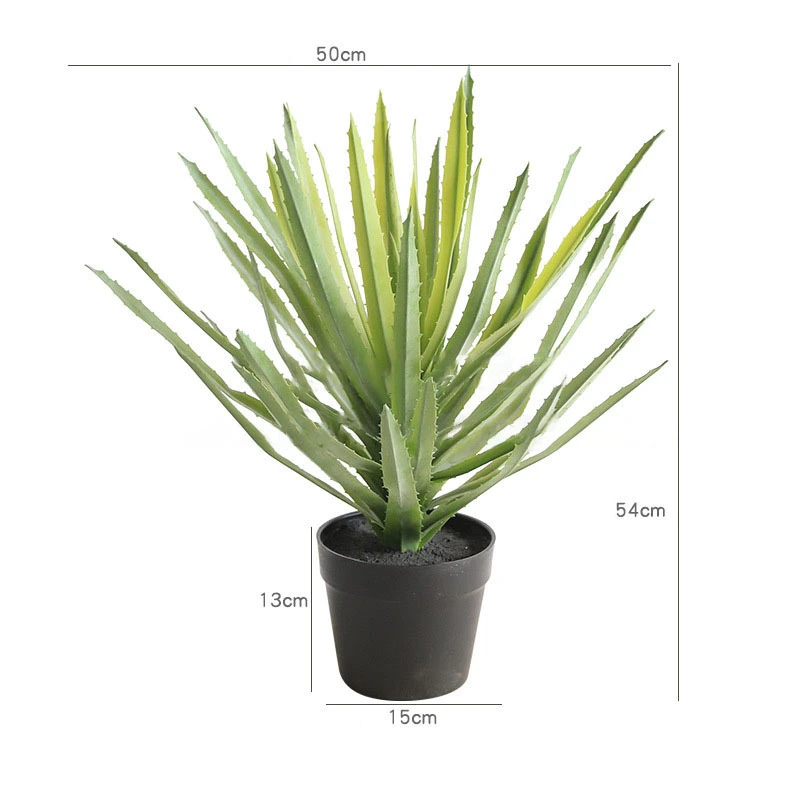 Conjunto de simulación de planta verde de aloe agave para el hogar, sala de estar interior, mesa de té, decoración de balcón con hojas verdes 1