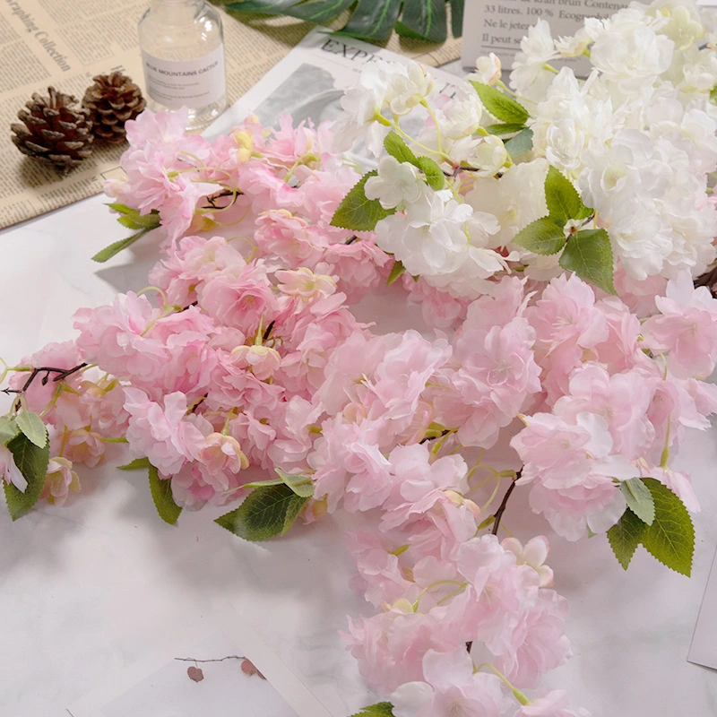 Artificial flower false flower four fork plus small cherry silk flower wedding decoration venue multi-purpose flowers 1