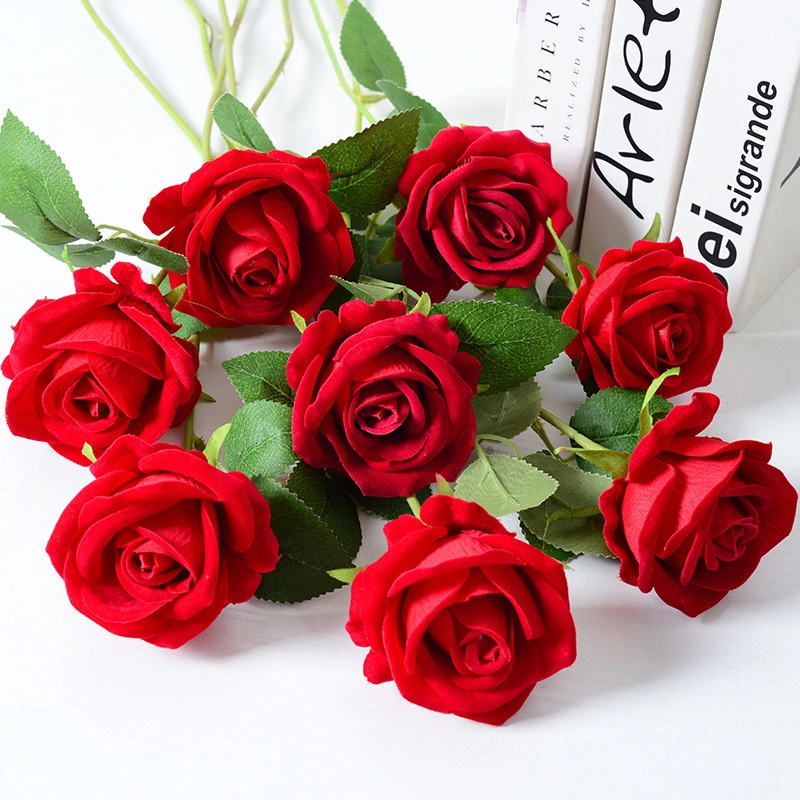 Simulación de rosa tacto franela decoración de boda para el hogar Rosa del Día de San Valentín 1