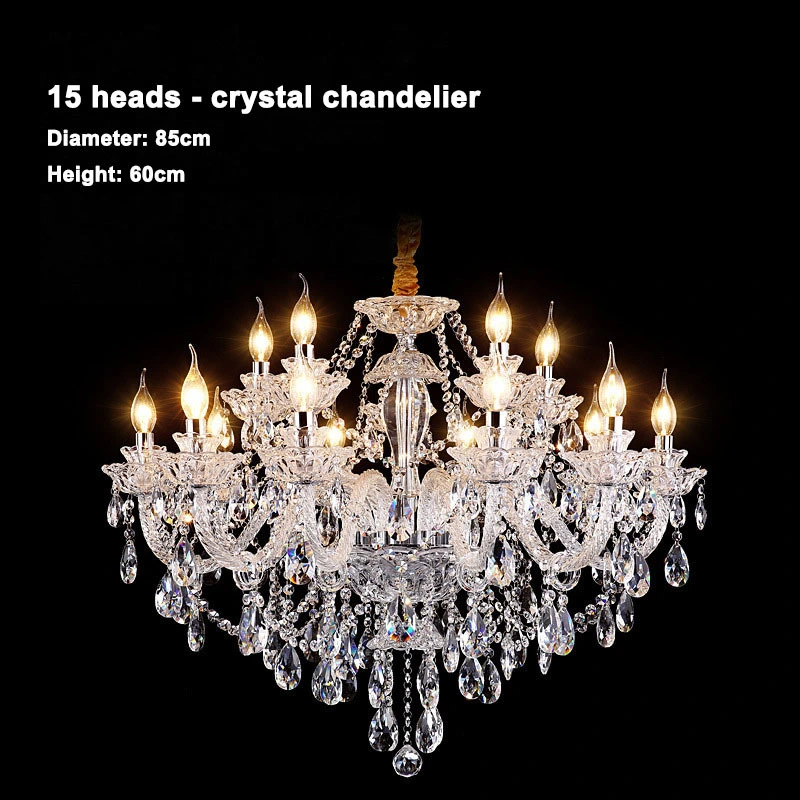 Lámpara de araña de cristal europea, luces para sala de estar, comedor, dormitorio, iluminación del hogar, lámparas de vela para pasillo de villa de lujo 1