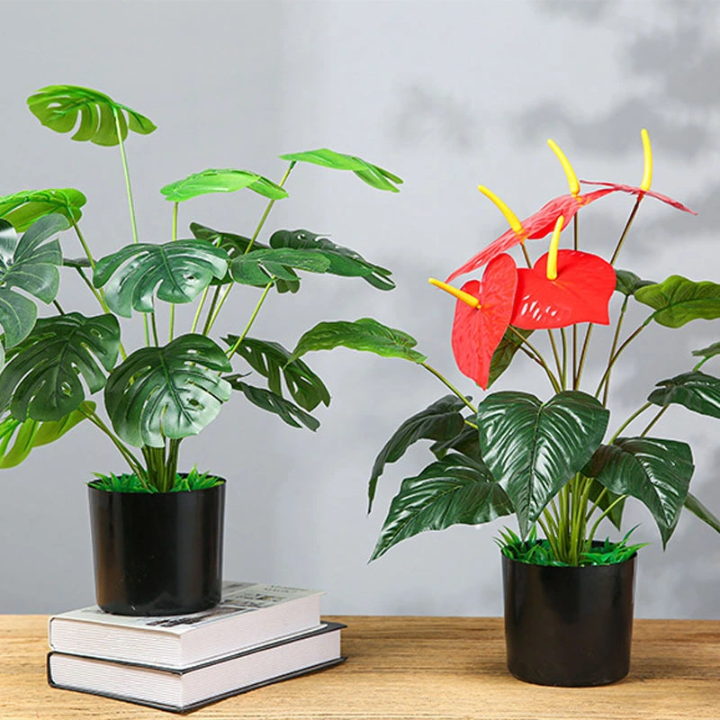 Simulation green plant small pot turtle leaf anthurium home decoration plant pot decoration 1
