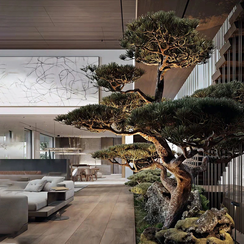 Large high simulation guest pine villa interior living room landscape collocation decoration 1