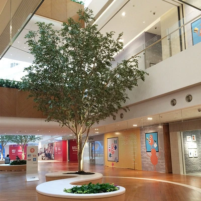 Custom high simulation small ficus tree indoor large fake tree ground potted green plant decoration 1
