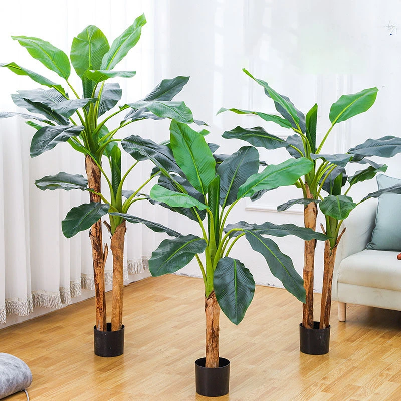 Simulated plantain tree potted living room hotel window landscape decoration 1