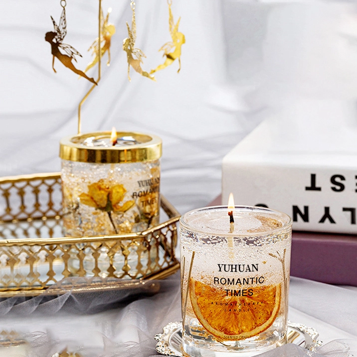 Real Flower Jelly scented Candle Essential Oil Scented Flower Candle glass Bedroom Fragrance gift with hand gift 1