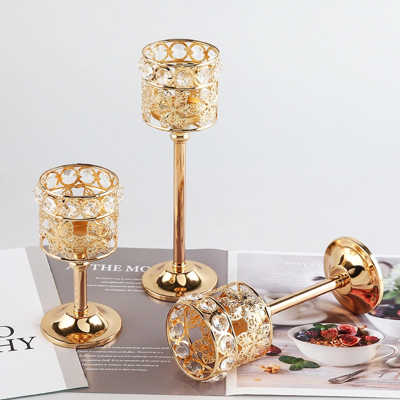 Mini crystal candlestick creative relief metal decoration wedding props jewelry 1