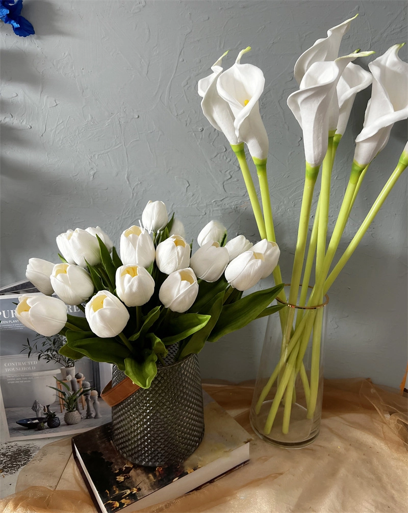 PU Calla lotus simulation flower single branch tulip white flower small fresh suitable for living room coffee shop 1