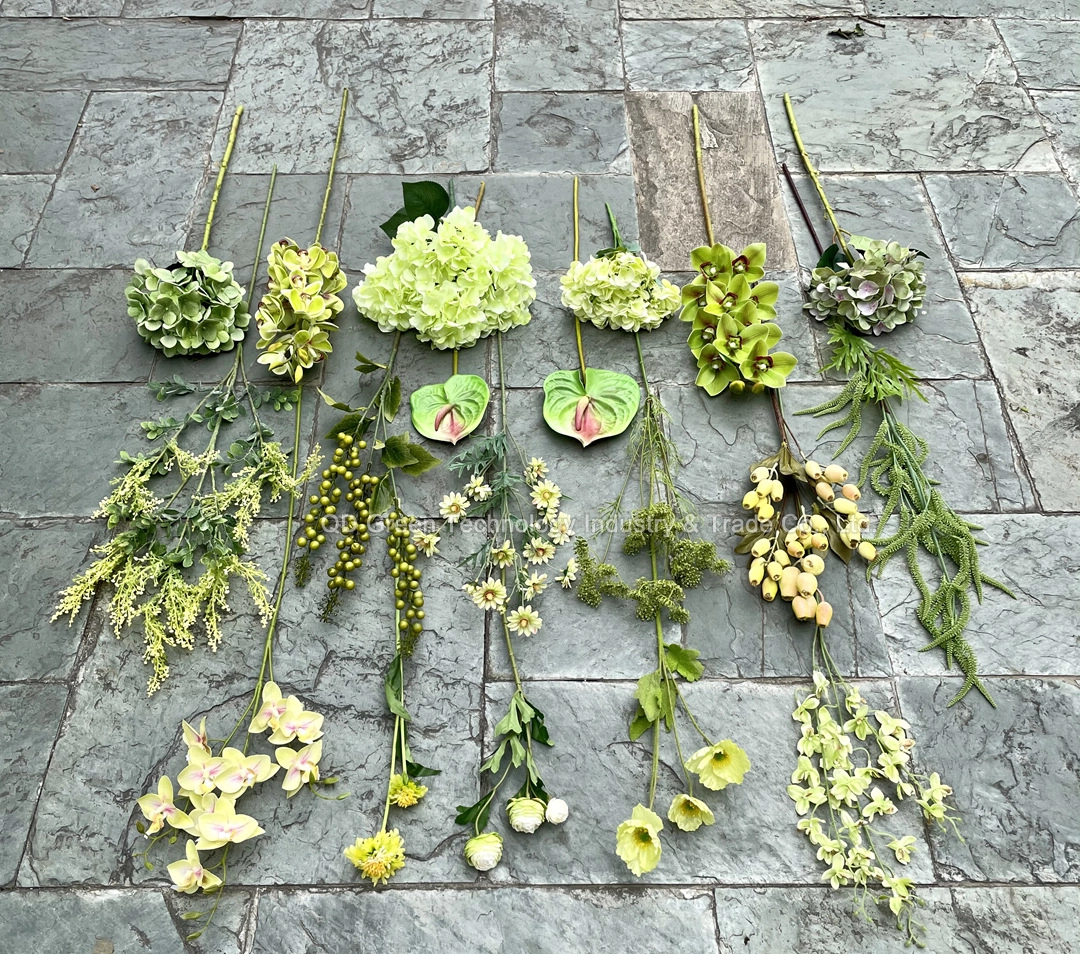 New green wedding flowers Mint green/Lemon green/Wedding hall road lead decorative flowers 1
