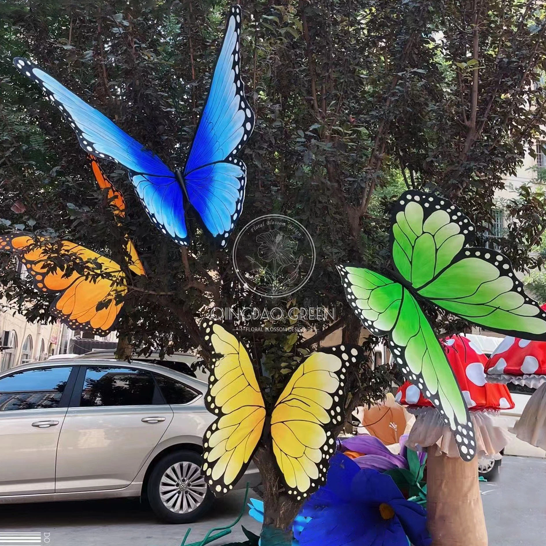 Venta en caliente Nuevo diseño Toque real Gigante artificial Pinturado Mariposa Gigante Flor
