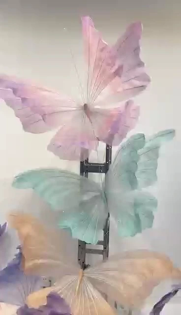 Silk Elegant Color butterfly Wedding Decoration Outdoor Beauty Window Ornaments Organza butterfly 1