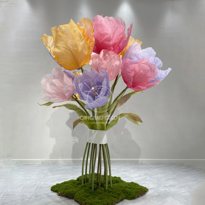Customized Giant Silk Tulips Artificial Giant Organza Floral