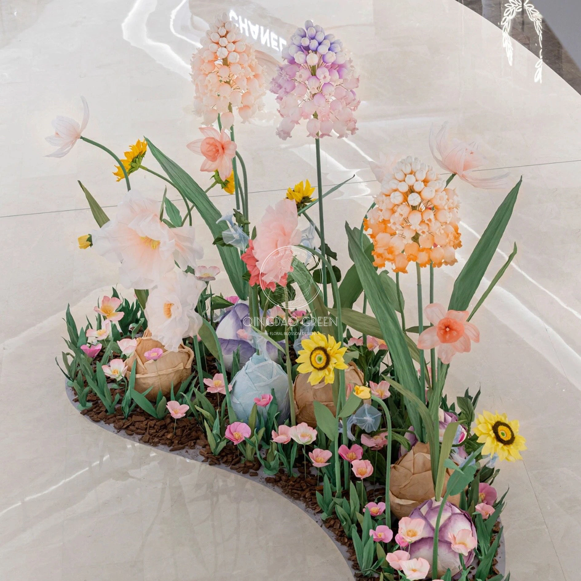 Ensemble de fleurs de jacinthe de pavot en papier géant en papier