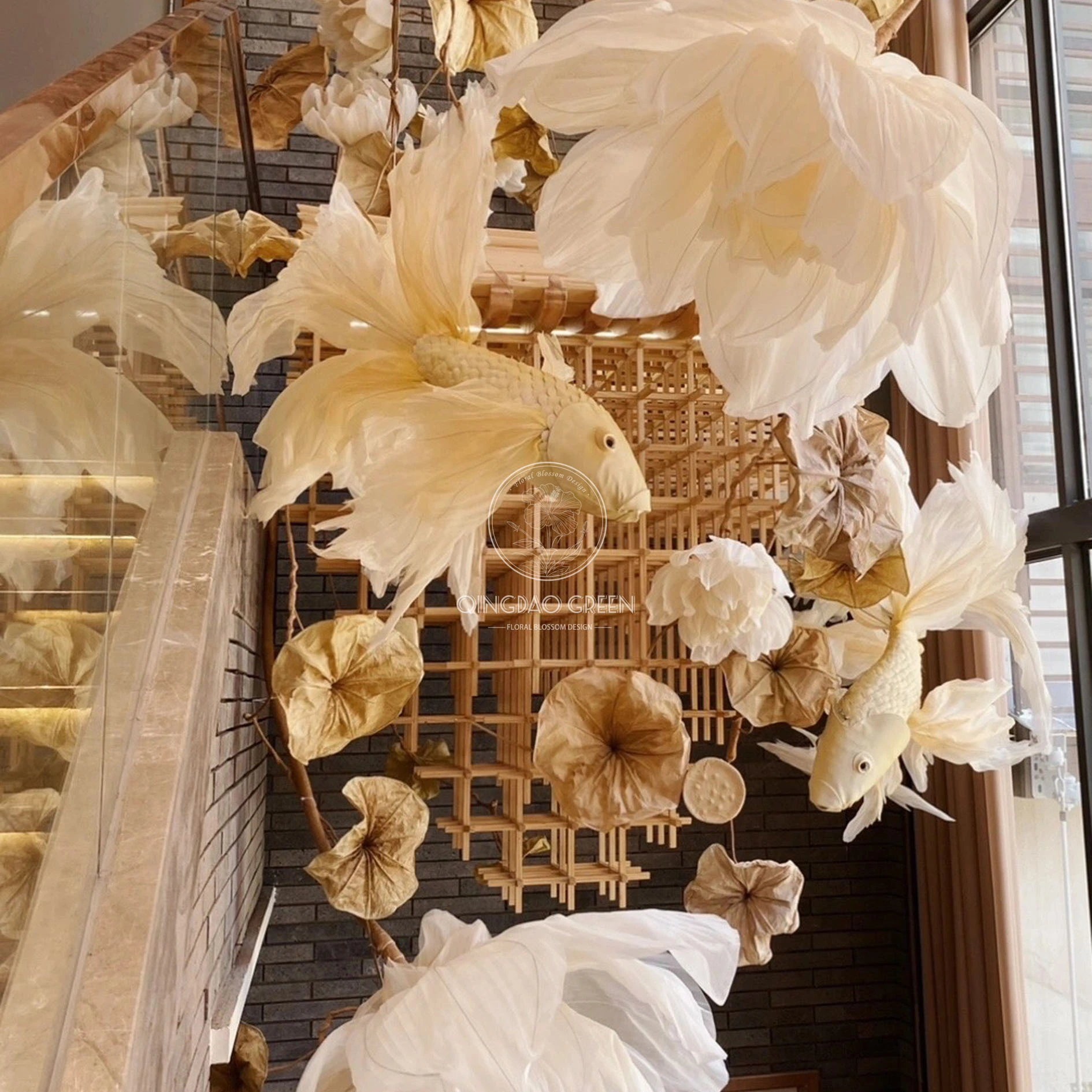 Decoraciones de eventos flores de loto de otoño hoja