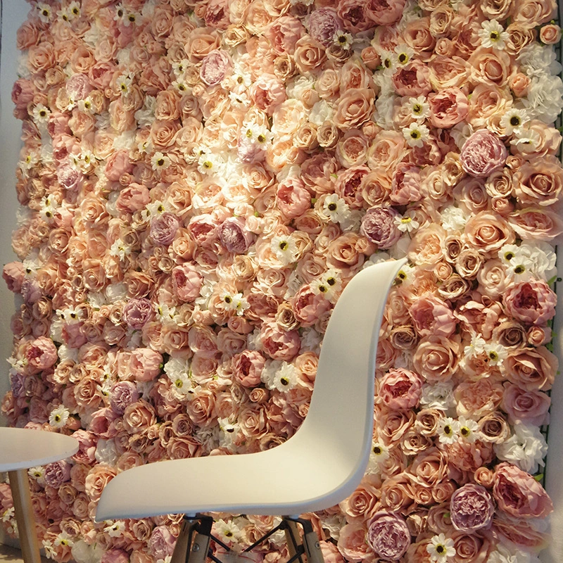 Simulación Rose Flower Wedding Studio Studio Planta Decoración de la pared de la pared de flores tridimensionales 1