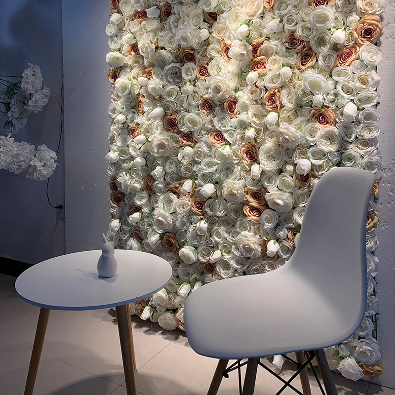 Muro de flores de fondo tridimensional Decoración de la pared de la pared de la rosa Muro de flores Etapa de boda 1