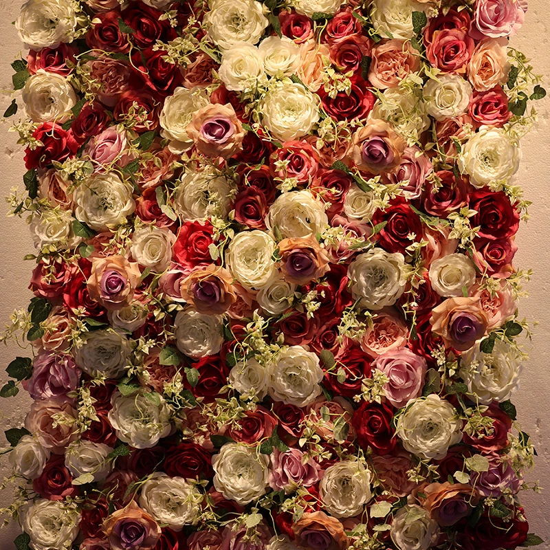 Simulación tridimensional Fondo de pared de la pared Decoración de la pared de la rosa Flor artificial Boda Ventana de interior Ventana 1