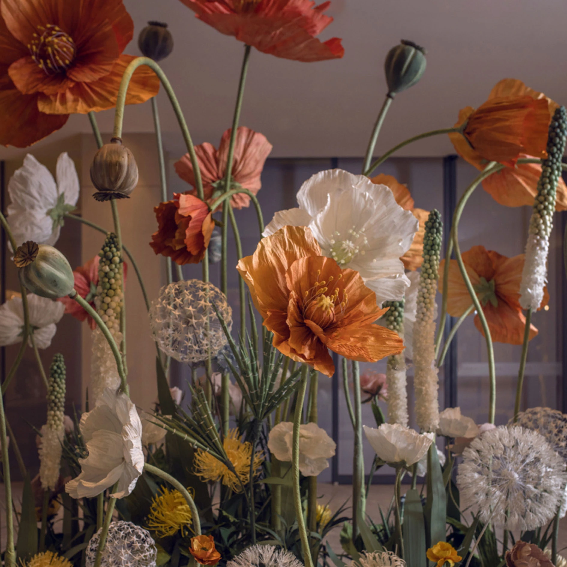 Art des fleurs de pavot géant à la main orange