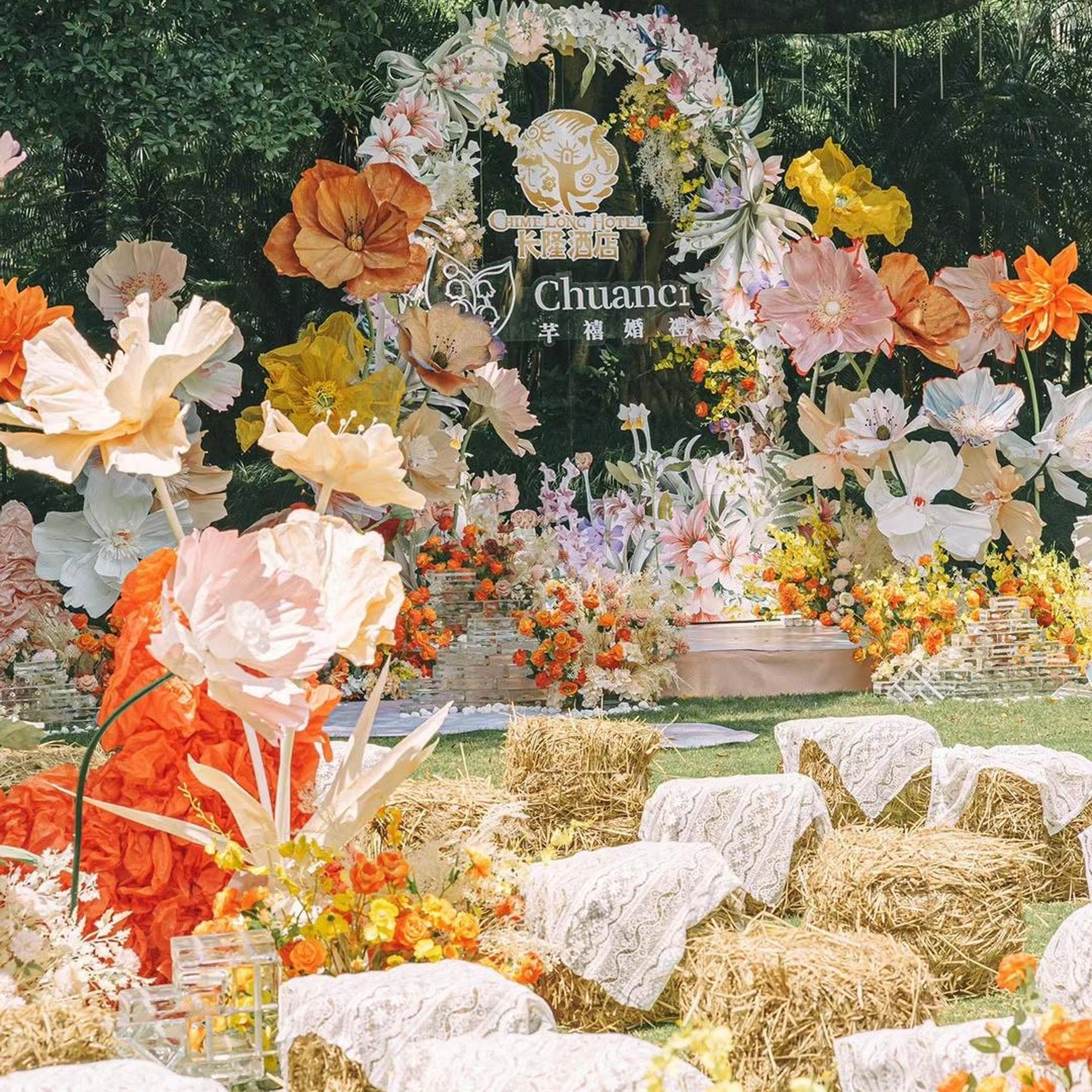 Hermosas flores gigantes con textura soñadora