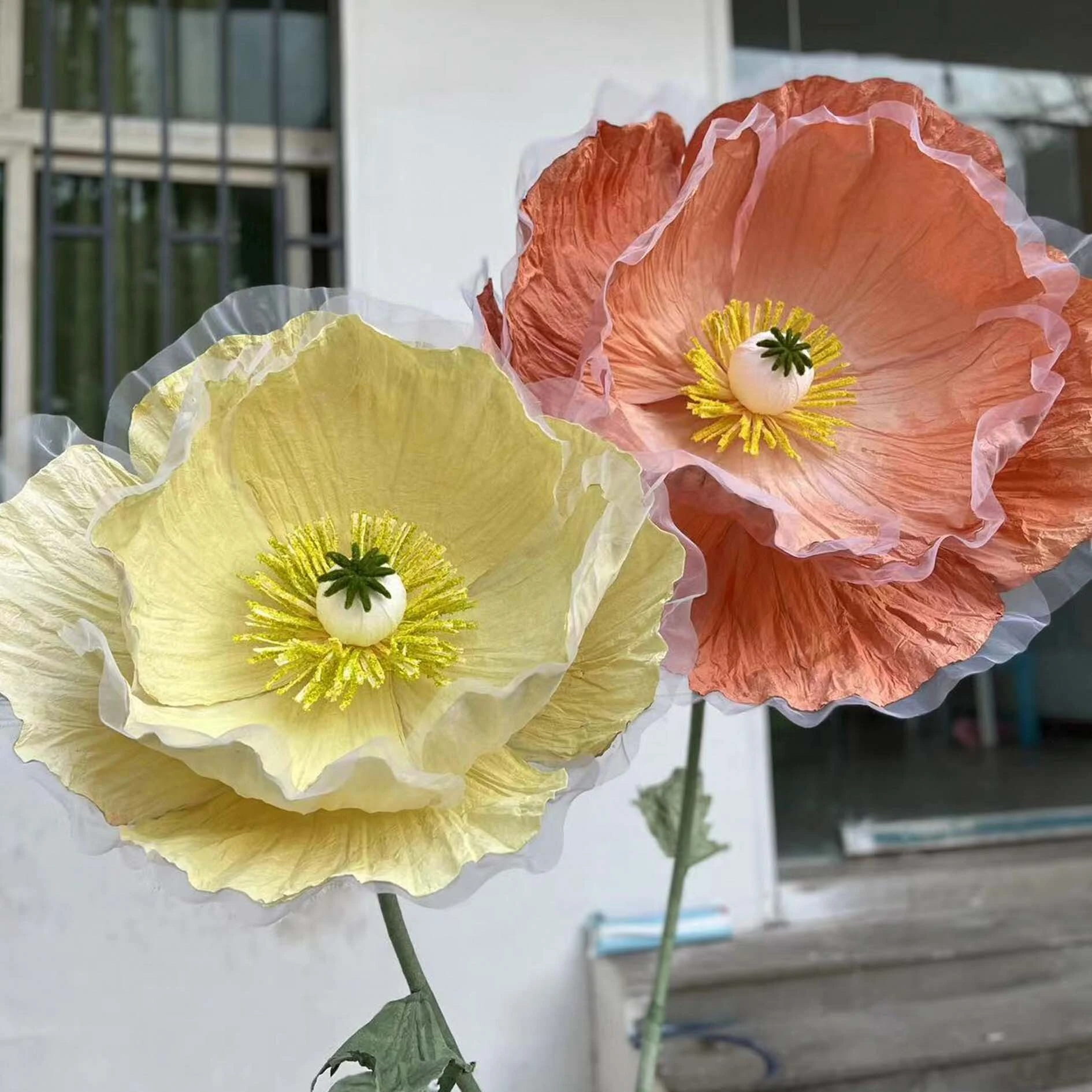 Paper gigante Arte de flores de organza