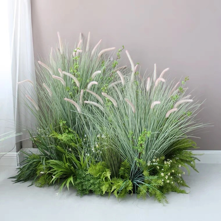 Plante décoration douce aménagement paysager grand simulation roseau herbe courte verte ventre de la plante du paysage 1