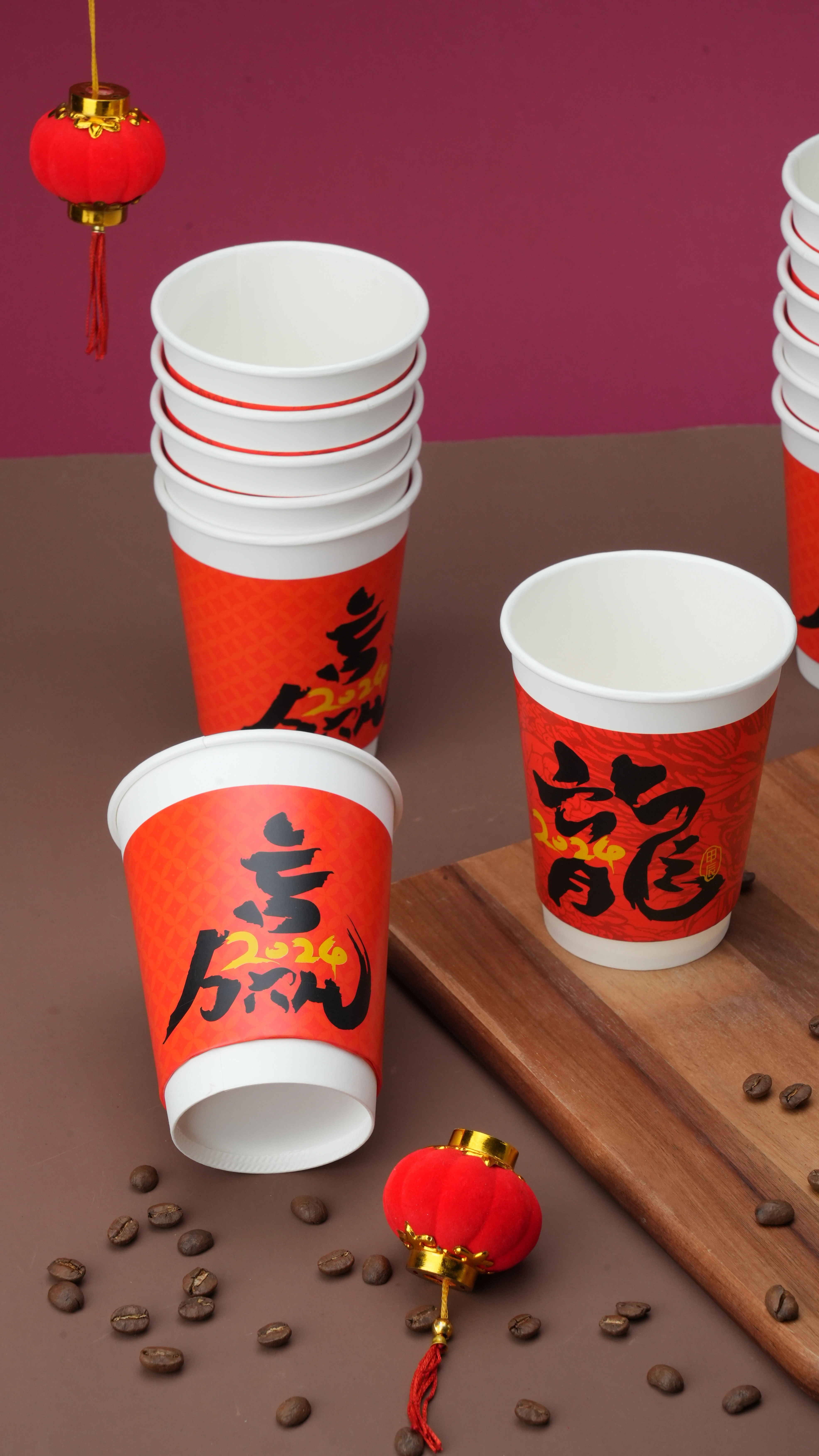 Factory Custom chinese New years All 8/10/12/16/20 oz Disposable Double Wall Paper Cup Custom Logo Coffee Paper Cup 1