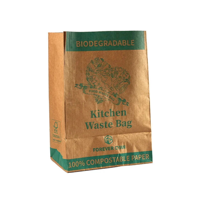 Waterproof oil-proof compostable paper food waste bag disposable kitchen waste paper bag with PLA film 1