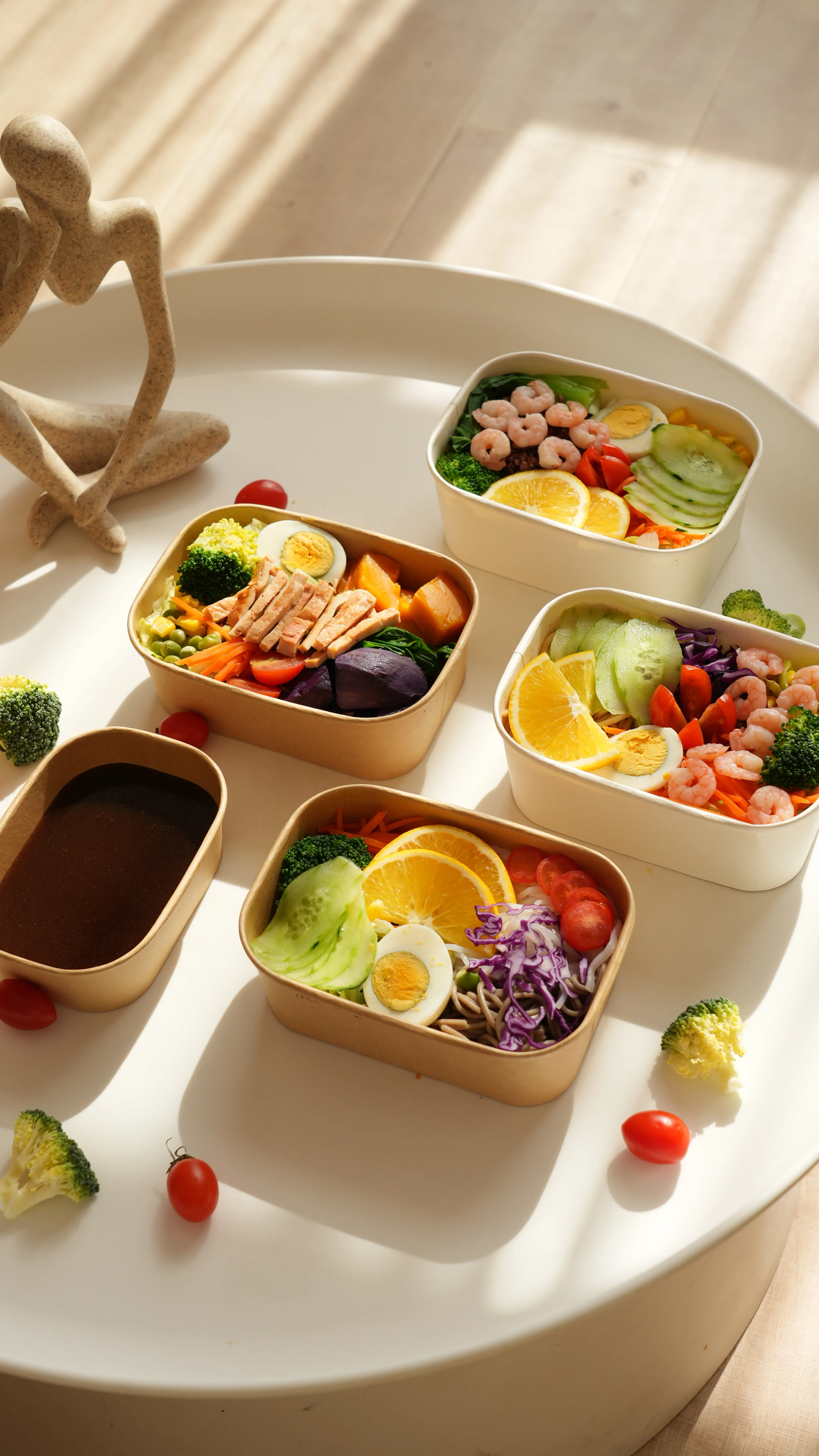 Fabrikktilpasset take away lunsjmatbeholder Brun Kraft Papir salat rektangel firkantet engangsskål med lokk 1