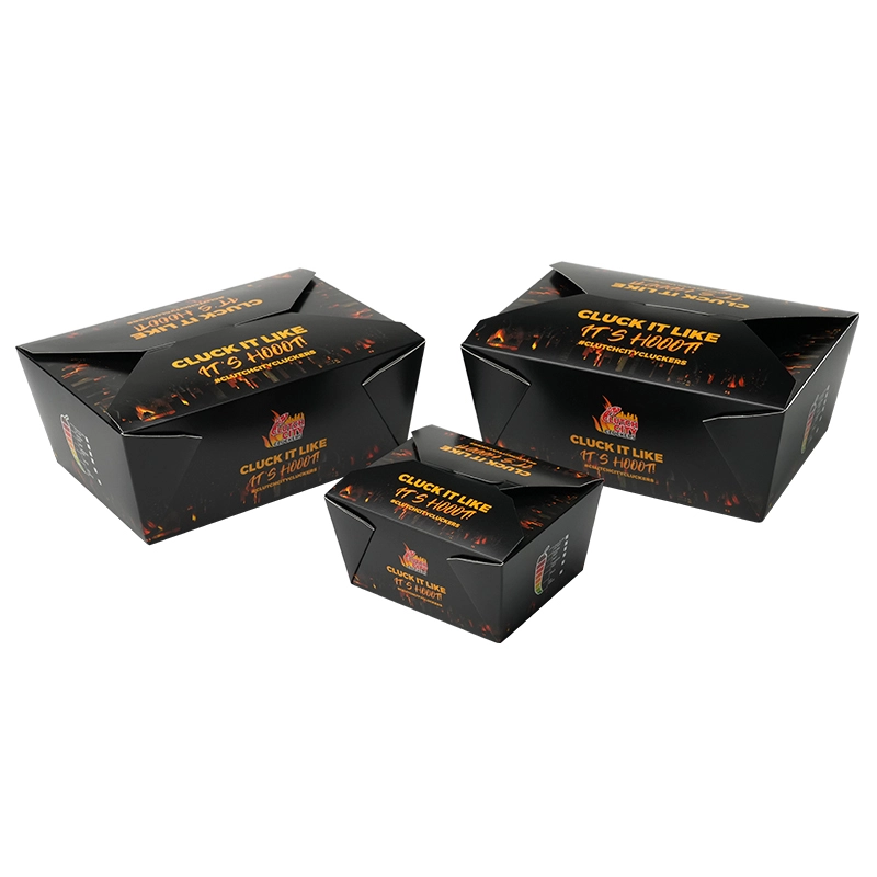 Custom logo Food Grade Chicken burger box packaging black disposable take away fried chicken packaging boxes 1