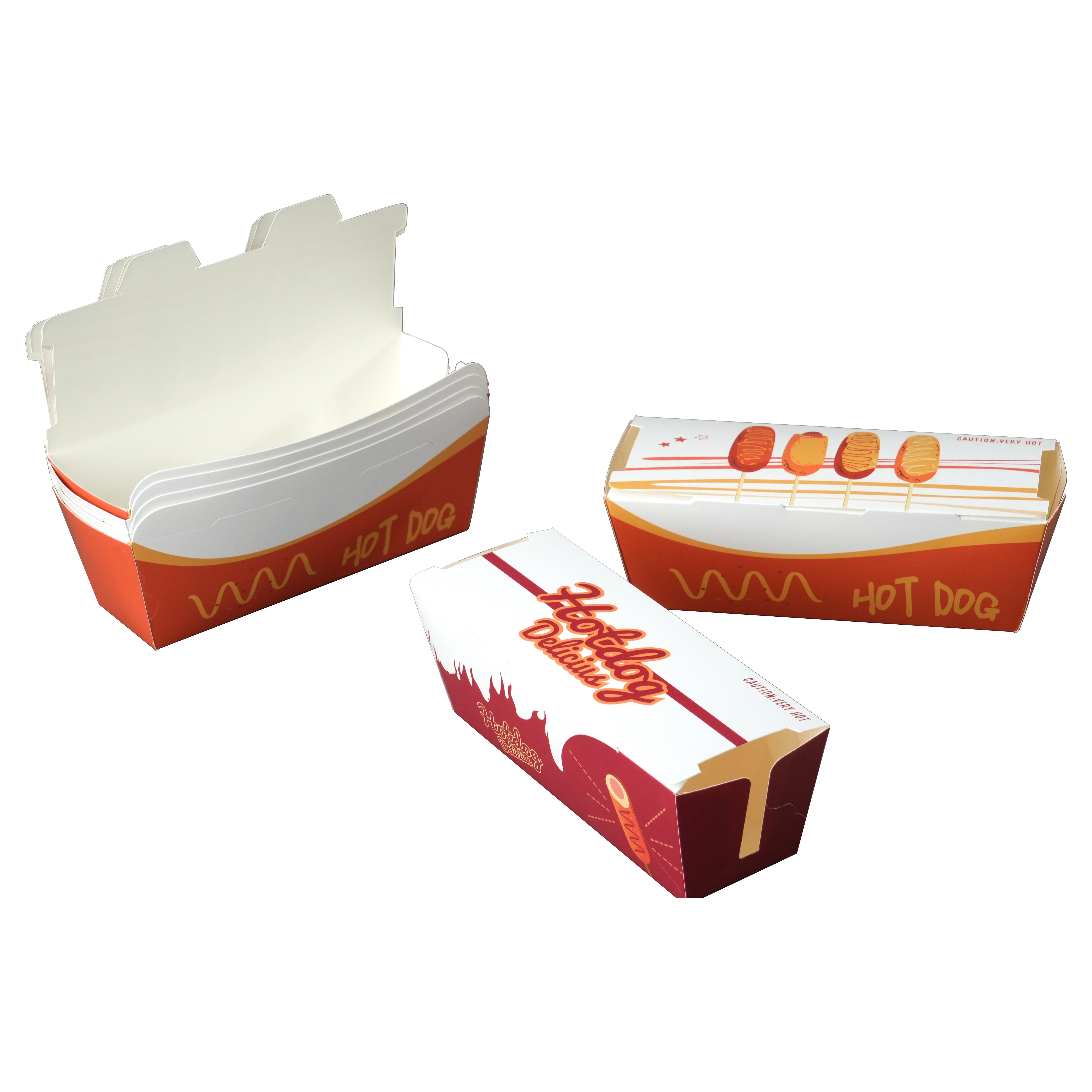 Uchampak -Cheap Price custom print logo white Paper Packaging takeaway Food Grade Fast Food Hot Dog Box packaging 1