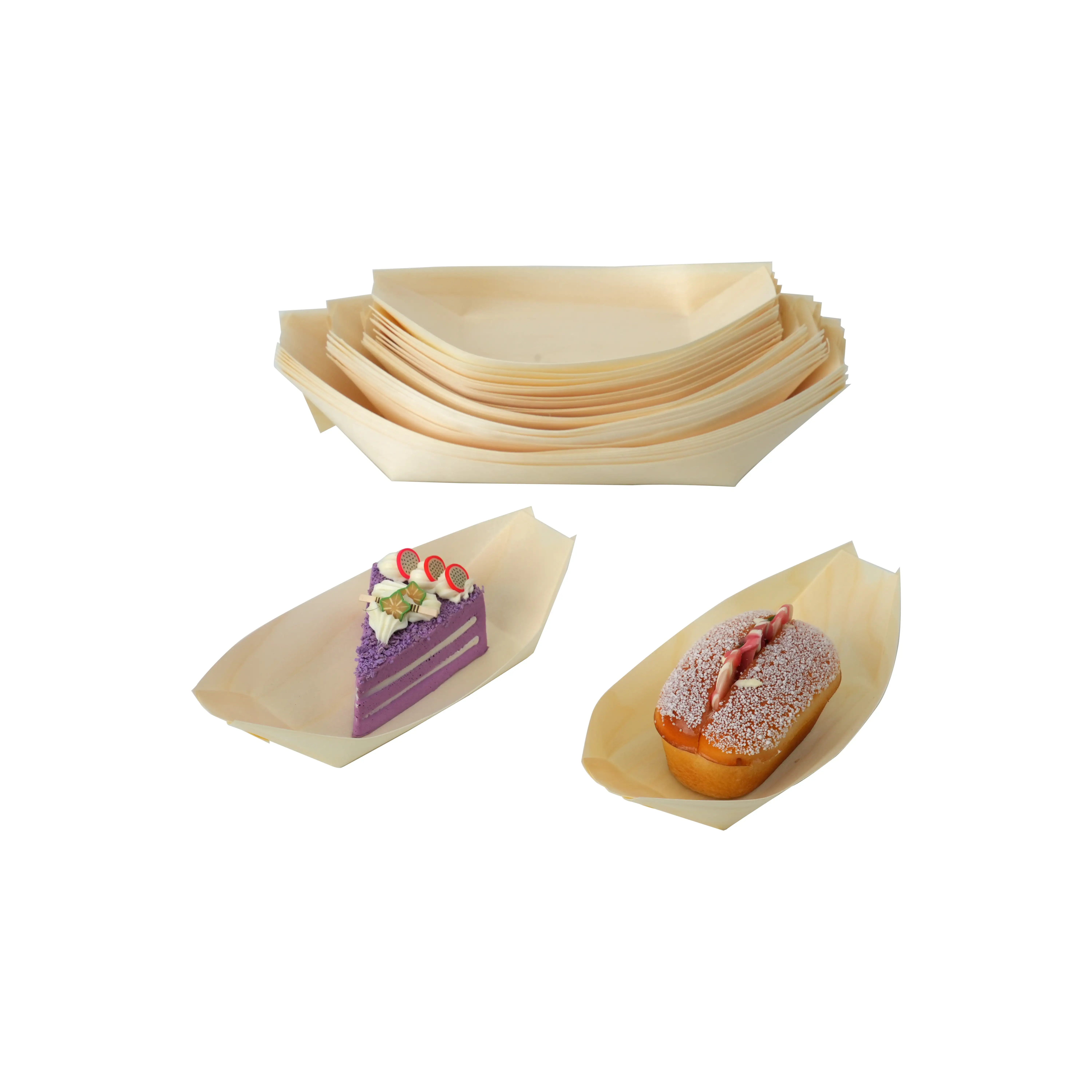 උචම්පක්-ජෛව දිරාපත් කළ හැකි ප්‍රතිචක්‍රීකරණය කළ හැකි ලී බෝට්ටු තහඩුව ආපනශාලා සුෂි බෝට්ටු ලී ඉවත දැමිය හැකි ලී බෝට්ටු තැටි 1