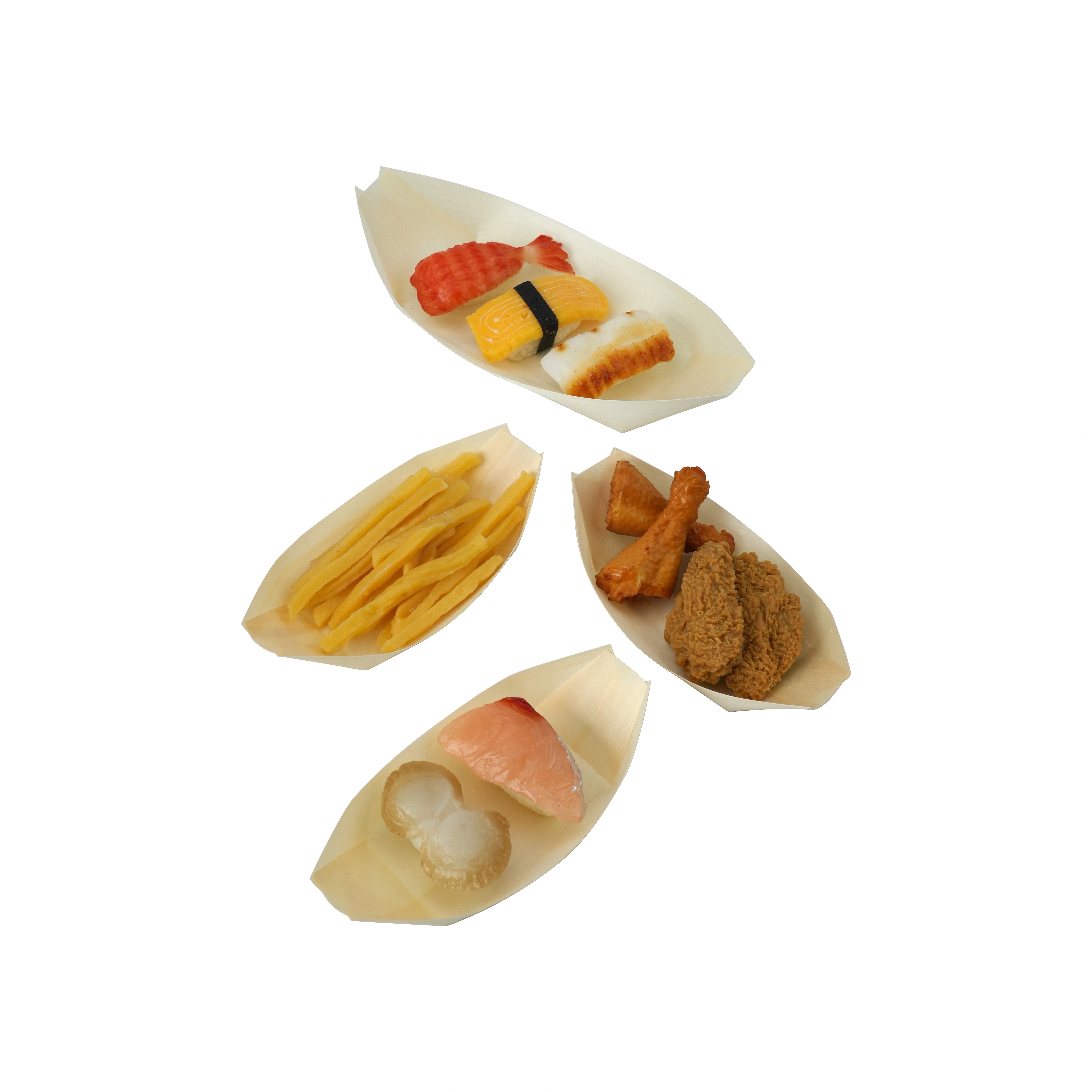 100pcs aspen Wooden Boat Disposable Wood Boat Plates Dishes Sushi Sushi Serving boat Tray 1