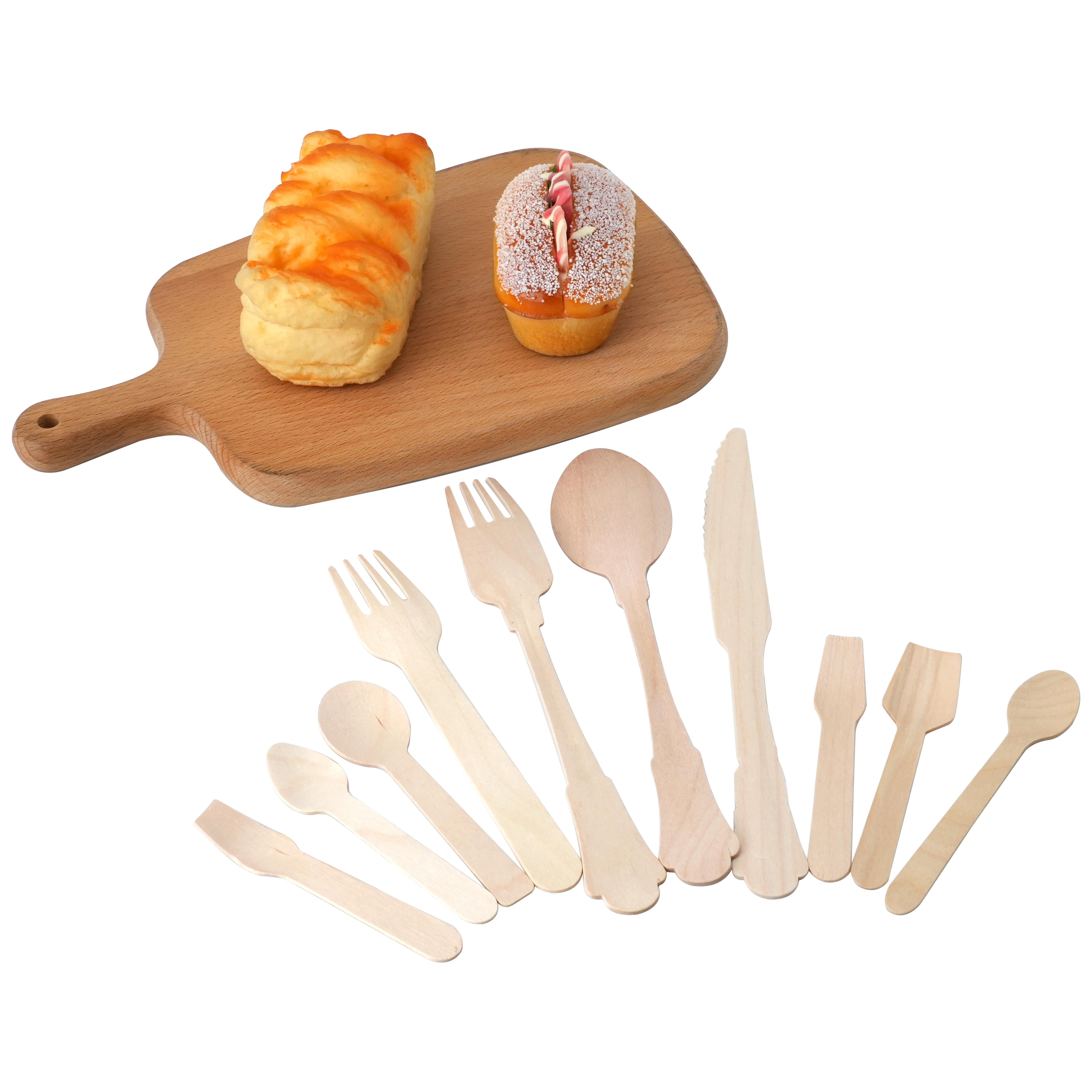 150 piece 160mm disposable wooden spoon knife and fork cutlery set 1