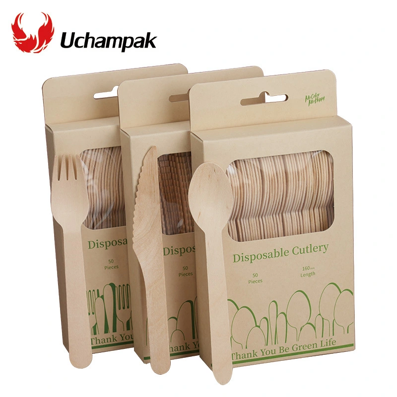 High quality Bamboo Forks Spoons Knives Cutlery Disposable Utensils Eco Friendly recyclable bamboo cutlery set 1