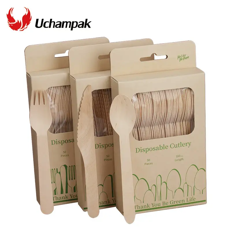 Cuidos de bambú de alta calidade coitelos de coitelos de coitelos desbotables utensilios ecolóxicos 1