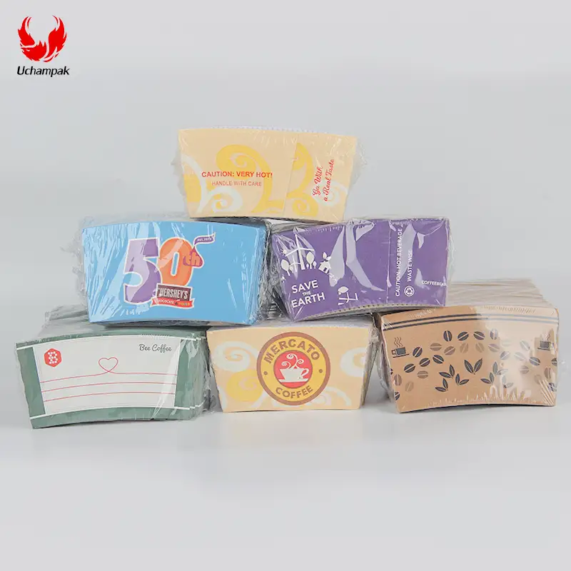 Куртка Uchampak для папяровых шклянак і празрыстых кубкаў, рукавы для папяровых шклянак 8 унцый/10 унцый/12 унцый/16 унцый/20 унцый 1