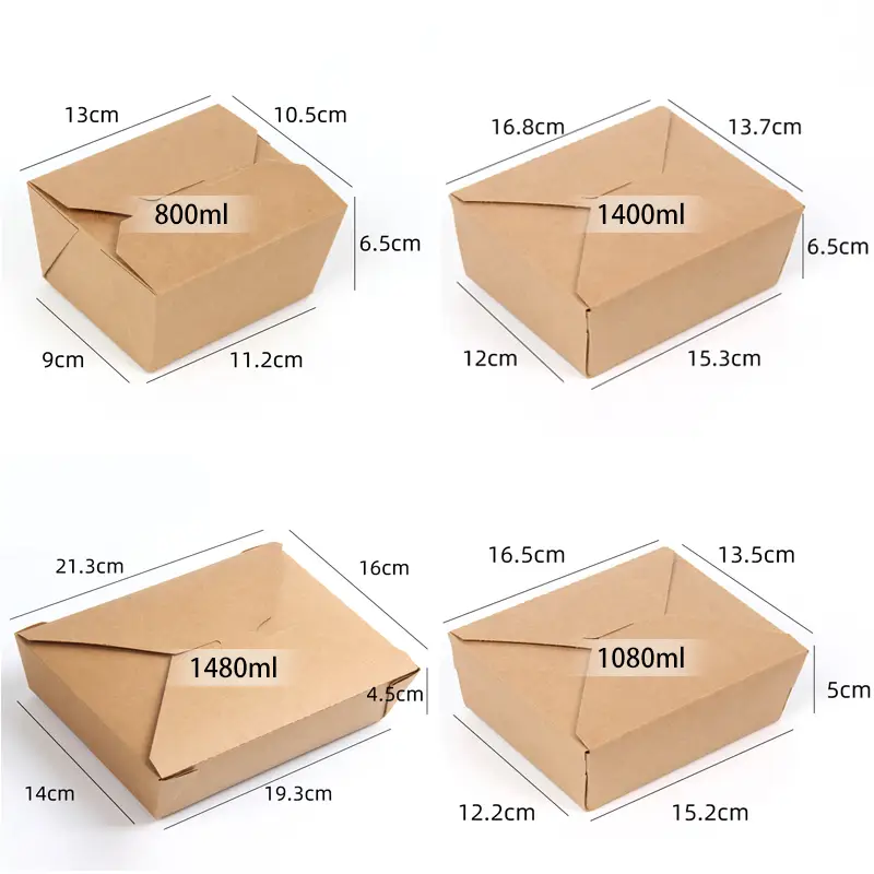 Uchampak-valmistus take away -ruokalaatikkoon kertakäyttöinen paperilaatikko salaatille/nuudeleille/välipalalle/paistetulle ruoalle 1