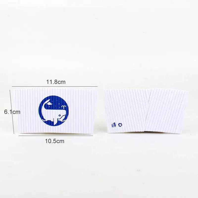 Uchampak- Biodegradable Special Cutting Paper Cup Sleeves Ripple Jacket Protective Hot and Cold Insulator Cup Sleeves 1