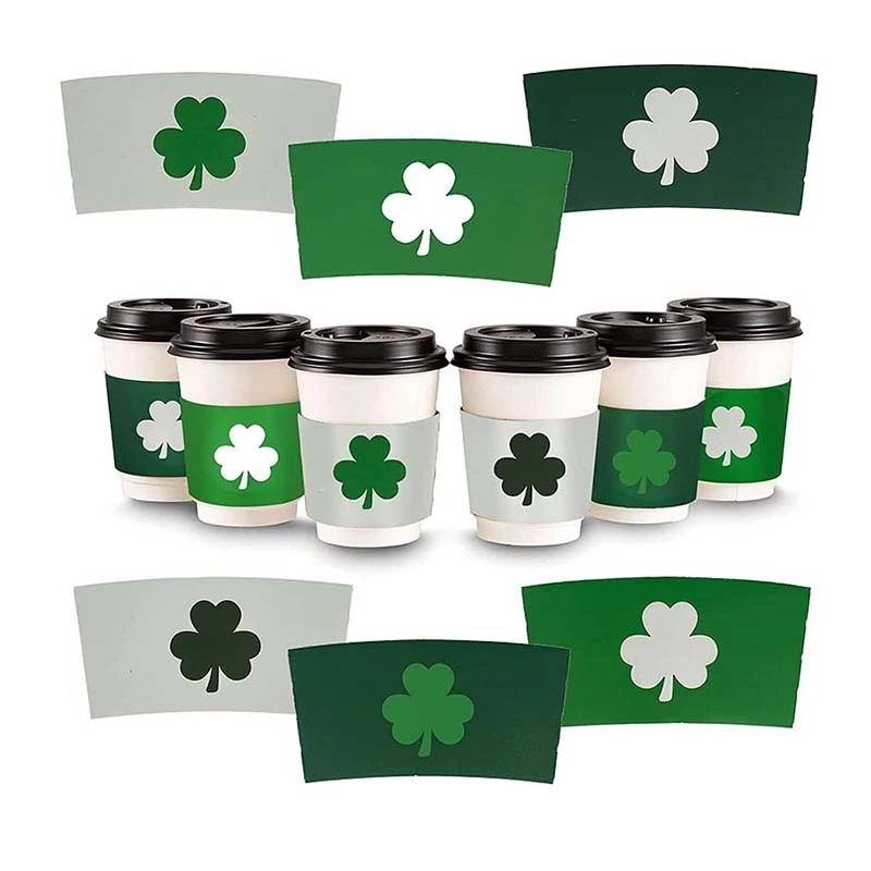 Uchampak- Heat Resistant Paper Disposable Corrugated Paper Cup Cover Coffee Cup Jacket Hot Drink Cup Sleeves Cup Sleeves 1