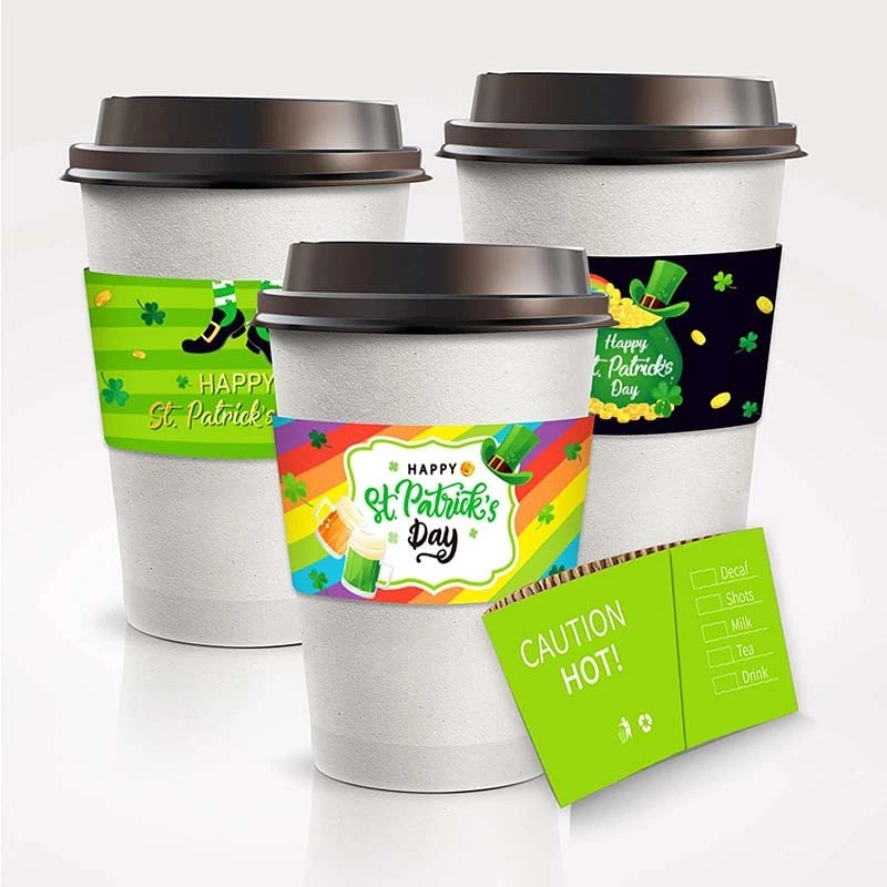 Uchampak- Heat Resistant Paper Corrugated Coffee Cup Jacket Hot Drink Cup Sleeves Custom Logo Accept Cup Sleeves 1