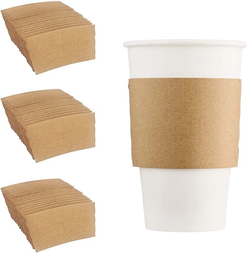 Uchampak- Compostable Printed Corrugated Kraft Jacket/Sleeve for 10-24 Oz Cups Cup Sleeves 1